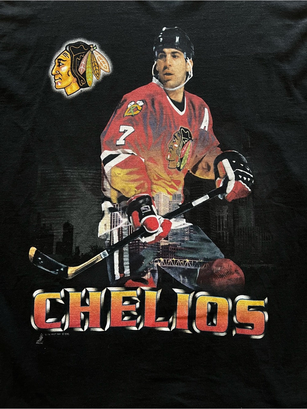 Vintage Chicago Blackhawks Shirt Men’s XL NHL Hockey Chelios Pro Player 1996